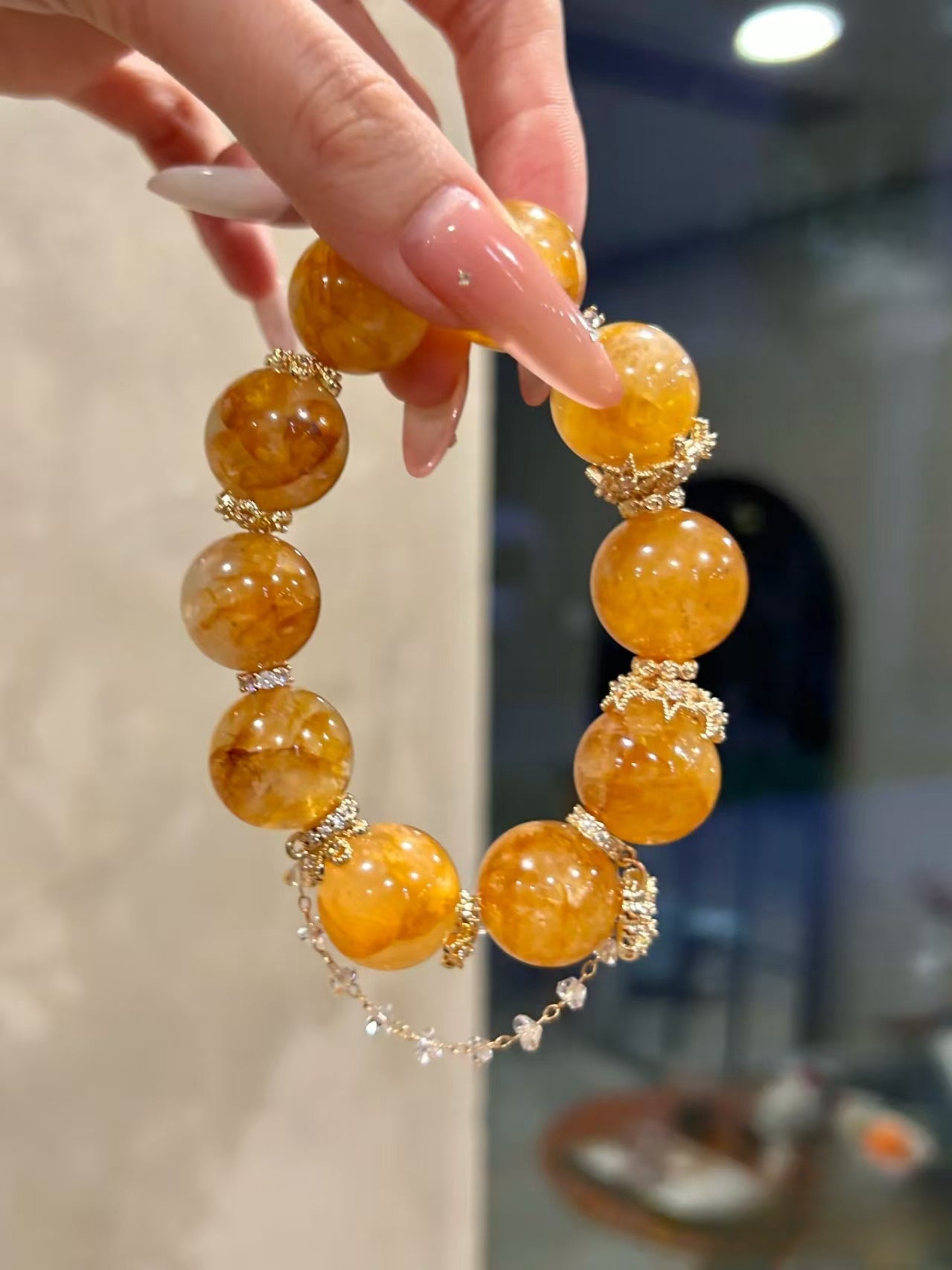 Golden Blossom Energy: Yellow Rubber Flower Crystal Bracelet