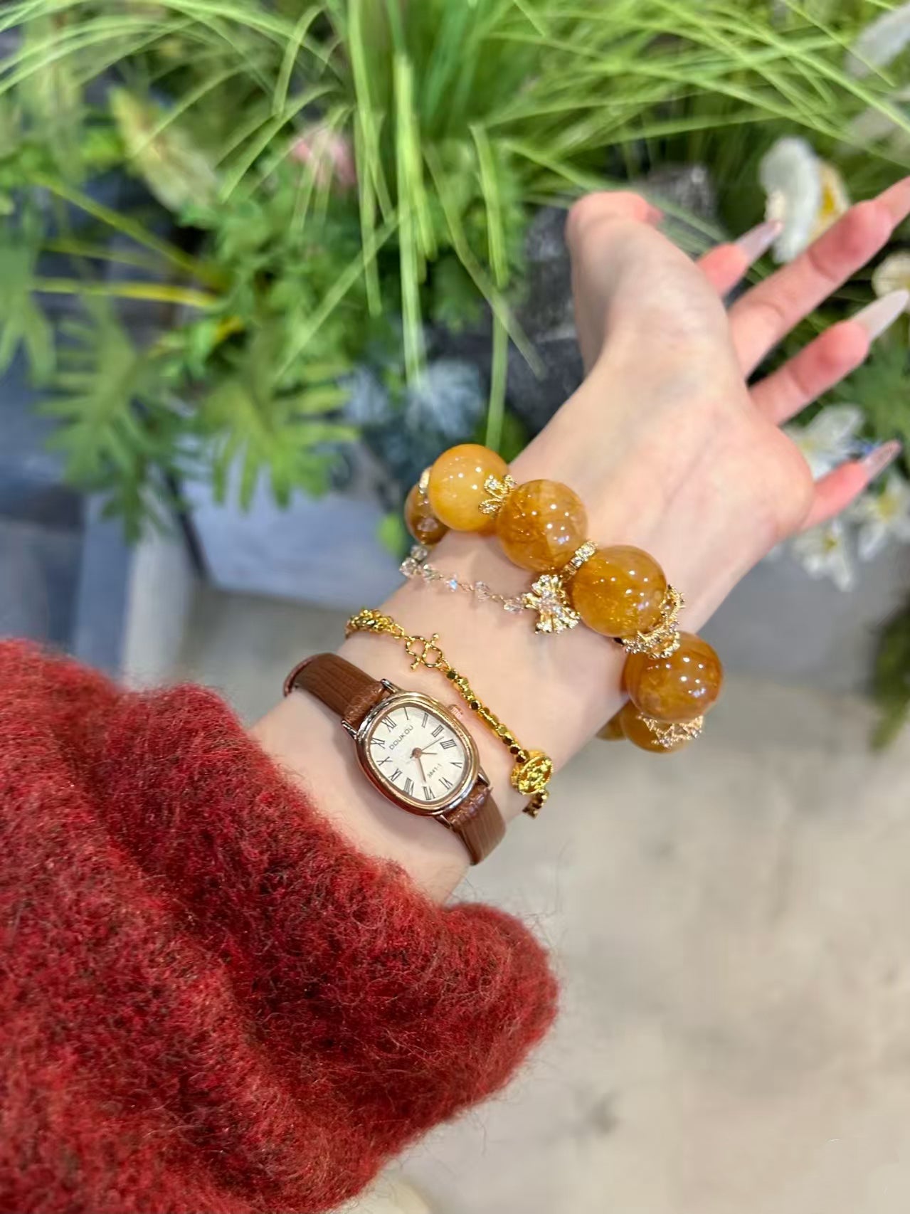 Golden Blossom Energy: Yellow Rubber Flower Crystal Bracelet