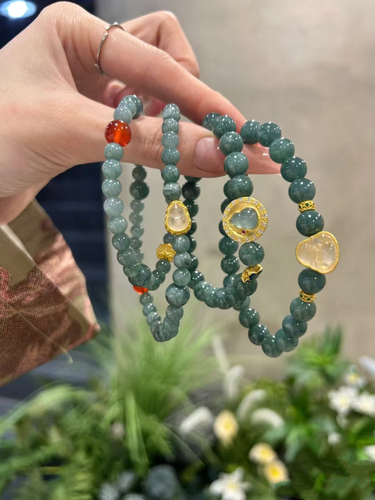 Azure翡翠Harmony: Blue - Water Jadeite Bracelet Set