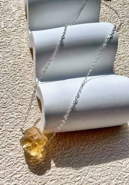 Raw Citrine Radiance Silver - Chain Necklace