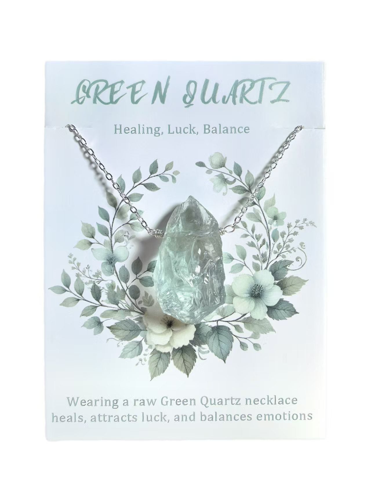 Raw Green Crystal Healing Pendant Necklace