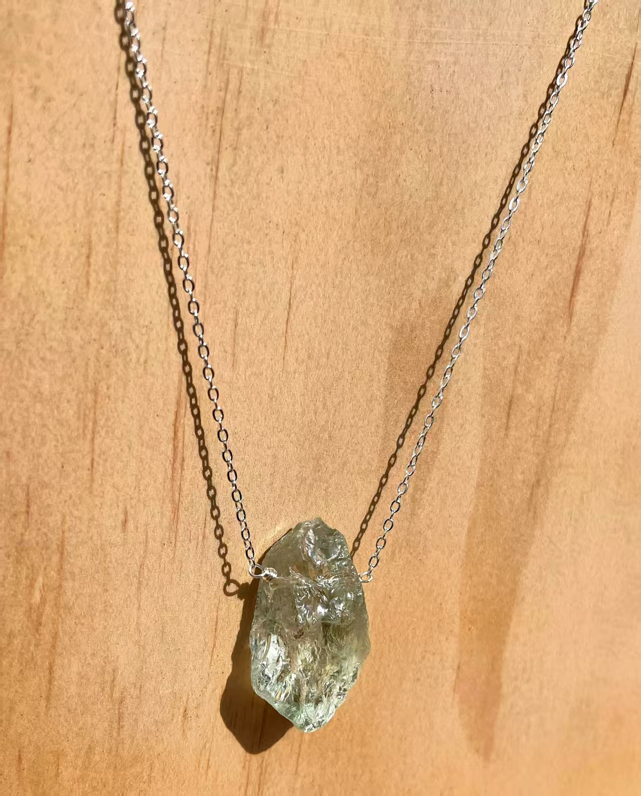 Raw Green Crystal Healing Pendant Necklace