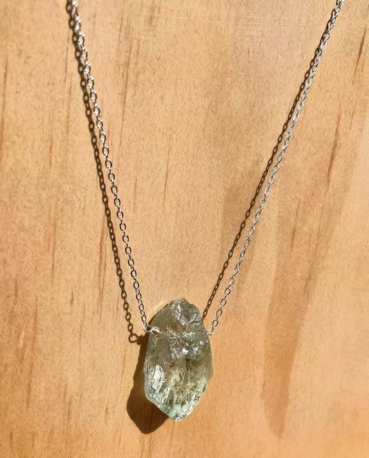 Raw Green Crystal Healing Pendant Necklace