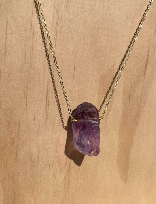 Raw Amethyst Gold - Chain Pendant Necklace