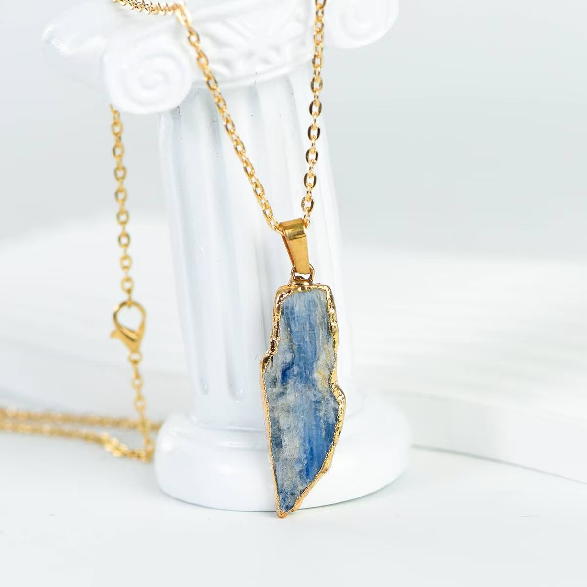 Raw Kyanite Crystal Electroplated Pendant Necklaces