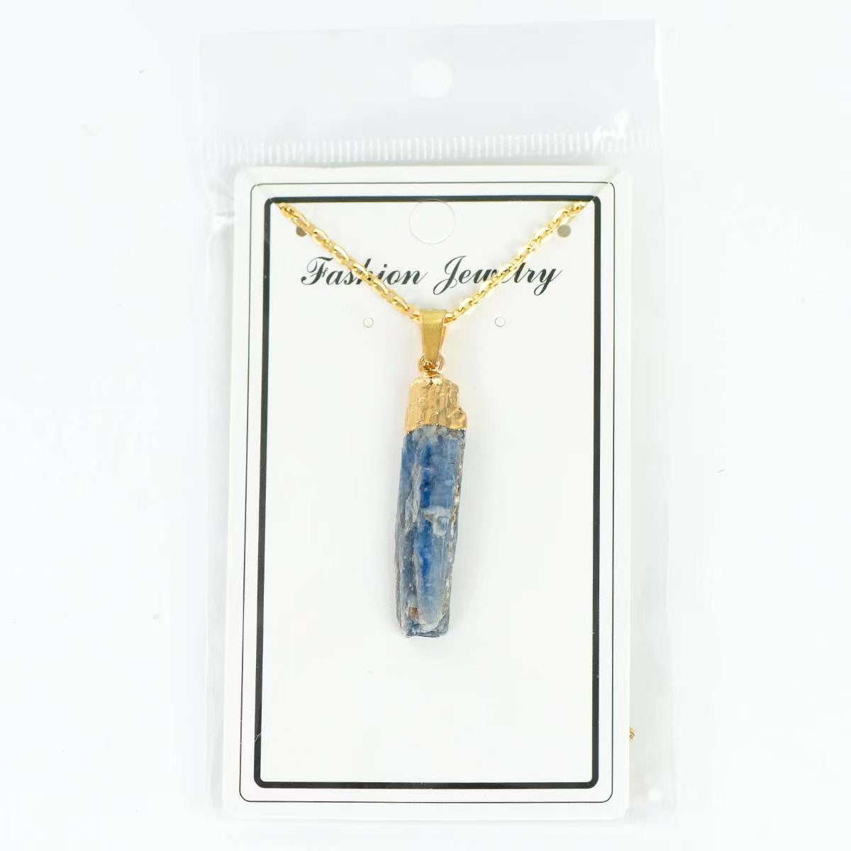 Raw Kyanite Crystal Electroplated Pendant Necklaces