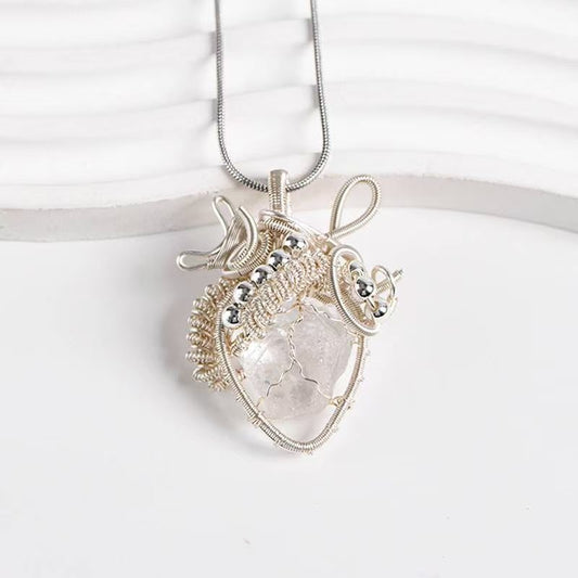 Heart - Shaped Raw Clear Quartz Pendant Necklace