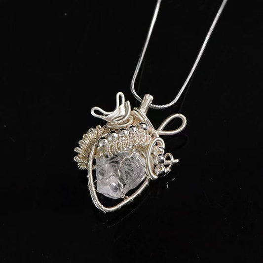 Heart - Shaped Raw Clear Quartz Pendant Necklace