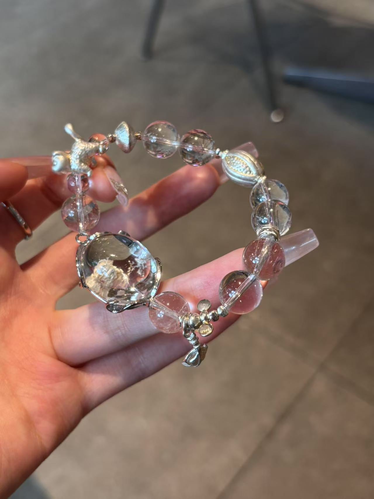 Silver Radiance: Rutilated Quartz & 925 Silver Amulet Bracelet