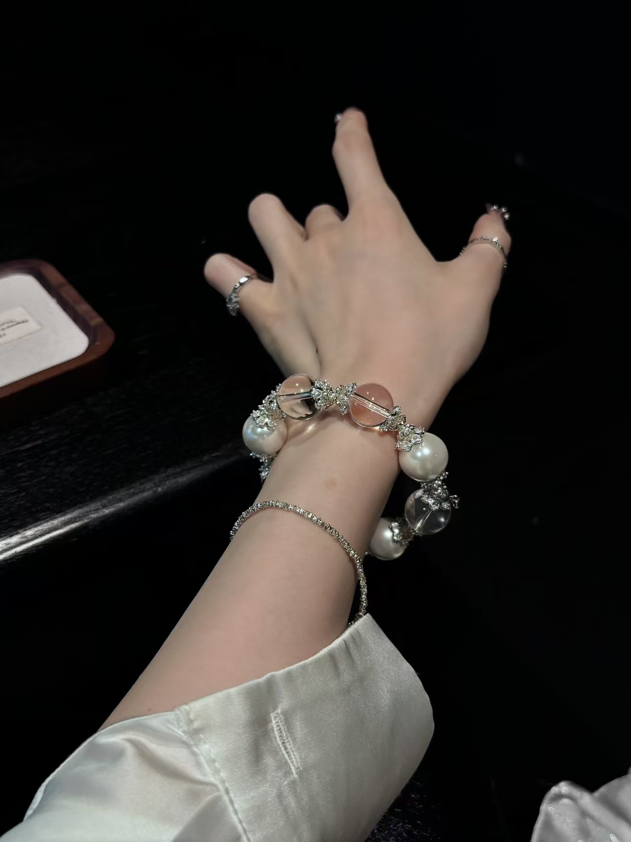 Lunar Blessing: White Shell Pearl & Clear Quartz Healing Bracelet