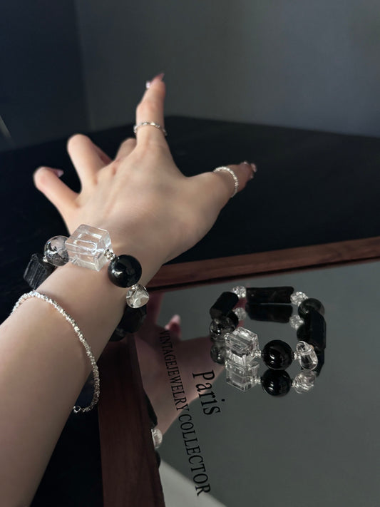 Black Phantom & Clear Quartz Spiritual Shield Bracelet