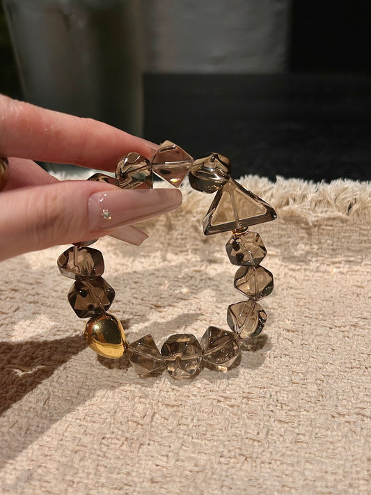 Crystal Harmony: White & Smoky Quartz Healing Bracelet