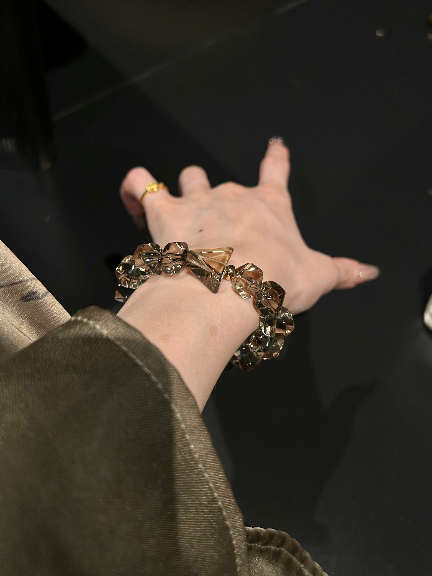 Crystal Harmony: White & Smoky Quartz Healing Bracelet