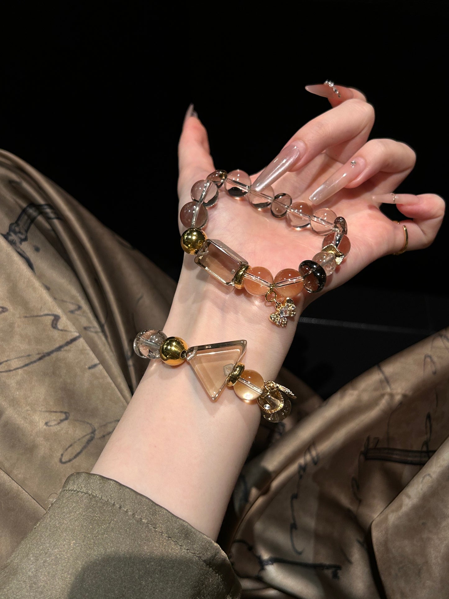 Crystal Harmony: White & Smoky Quartz Healing Bracelet