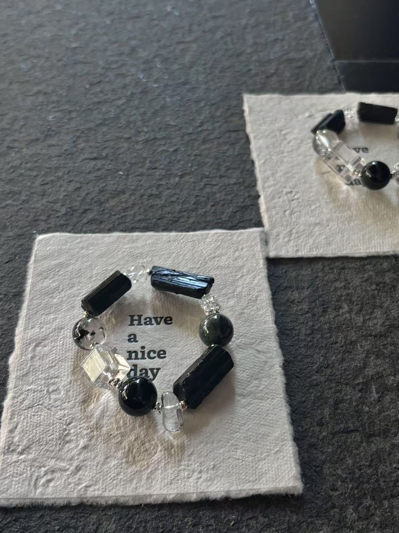 Dual - Energy Harmony: Clear Quartz and Black Flash Crystal Healing Bracelet