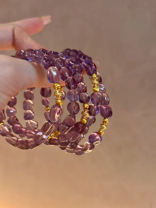 Bolivian Violet Radiance: Bolivian Amethyst Healing Bracelet Set