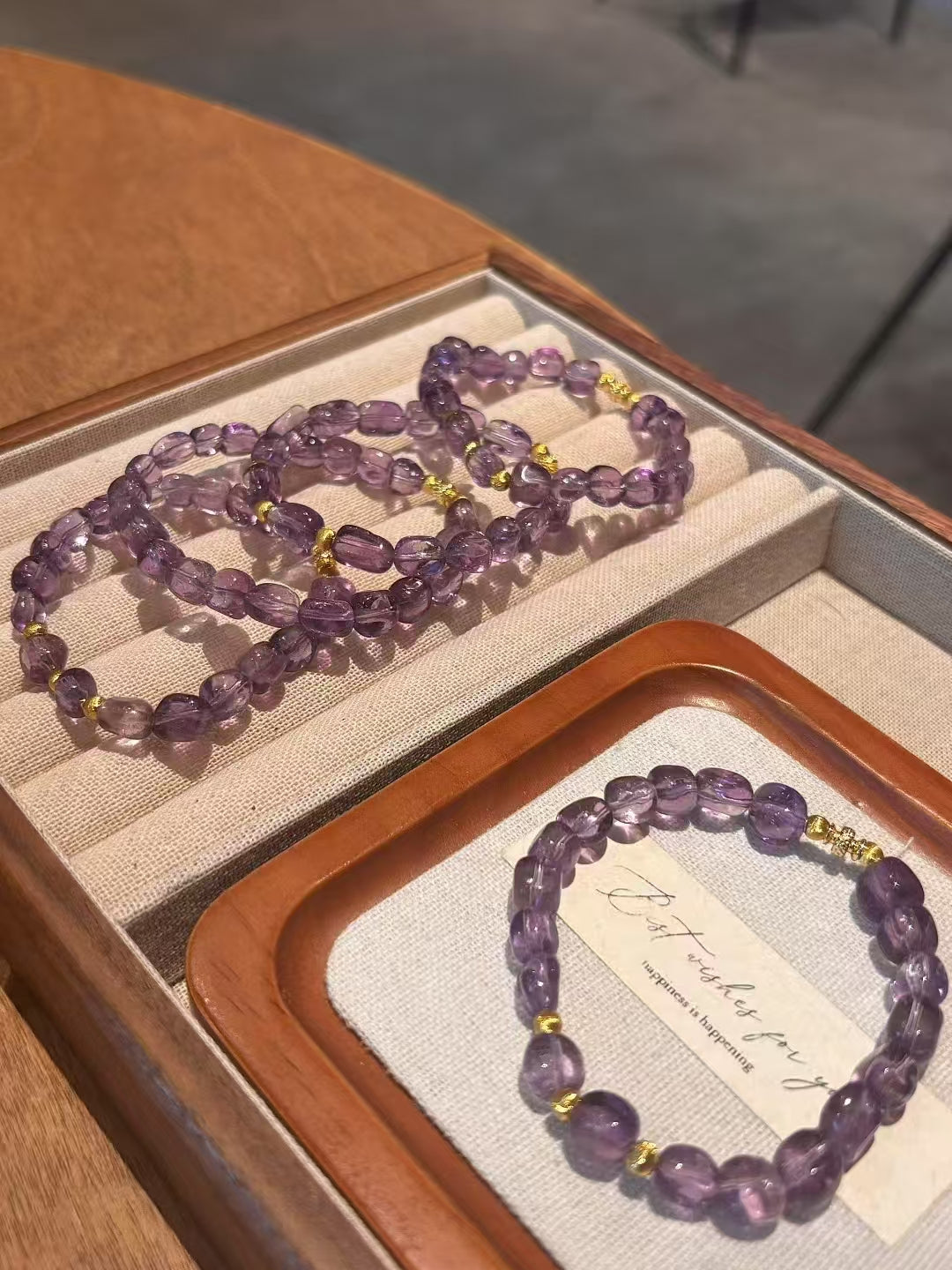Bolivian Violet Radiance: Bolivian Amethyst Healing Bracelet Set