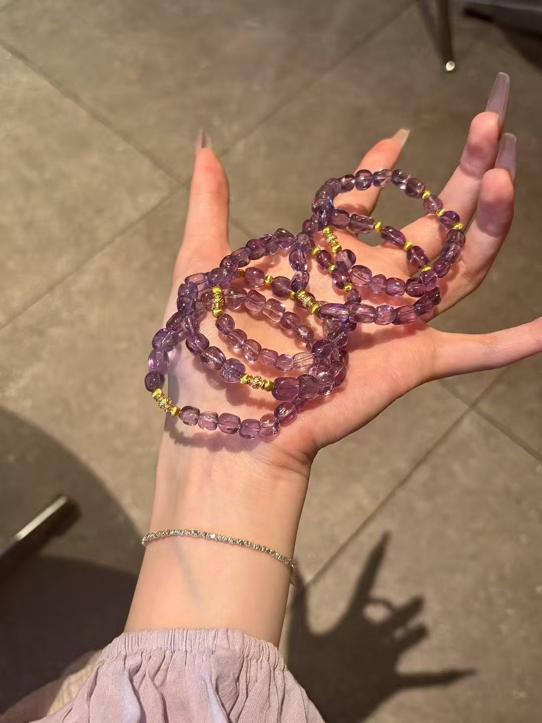 Bolivian Violet Radiance: Bolivian Amethyst Healing Bracelet Set