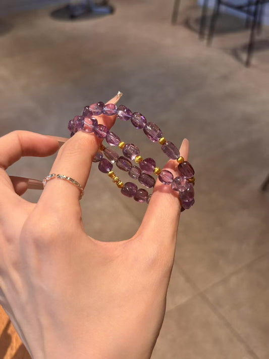 Bolivian Violet Radiance: Bolivian Amethyst Healing Bracelet Set