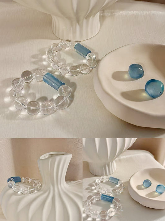 Healing Crystal Bracelet with Clear Crystal & Aquamarine