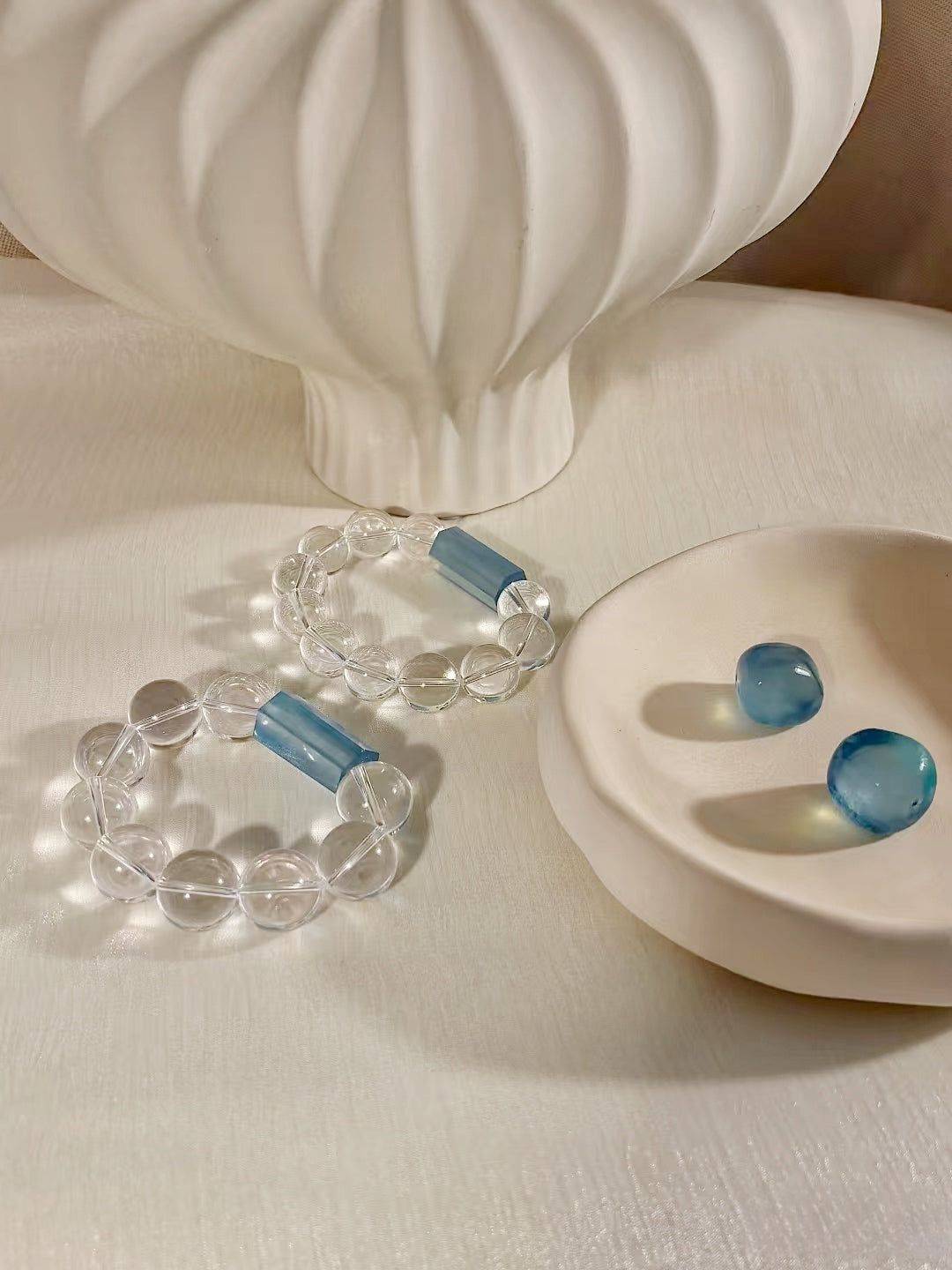 Healing Crystal Bracelet with Clear Crystal & Aquamarine