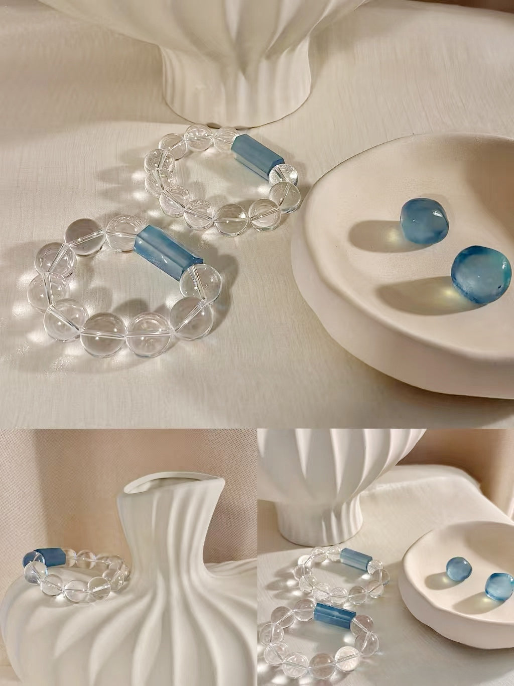 Healing Crystal Bracelet with Clear Crystal & Aquamarine