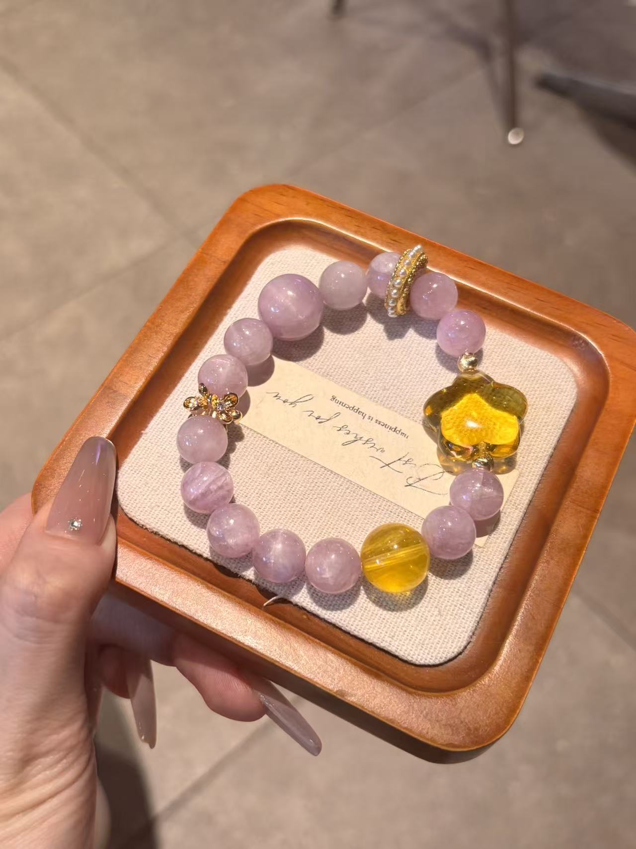 Lavender Radiance: Kunzite and Amber Harmony Bracelet