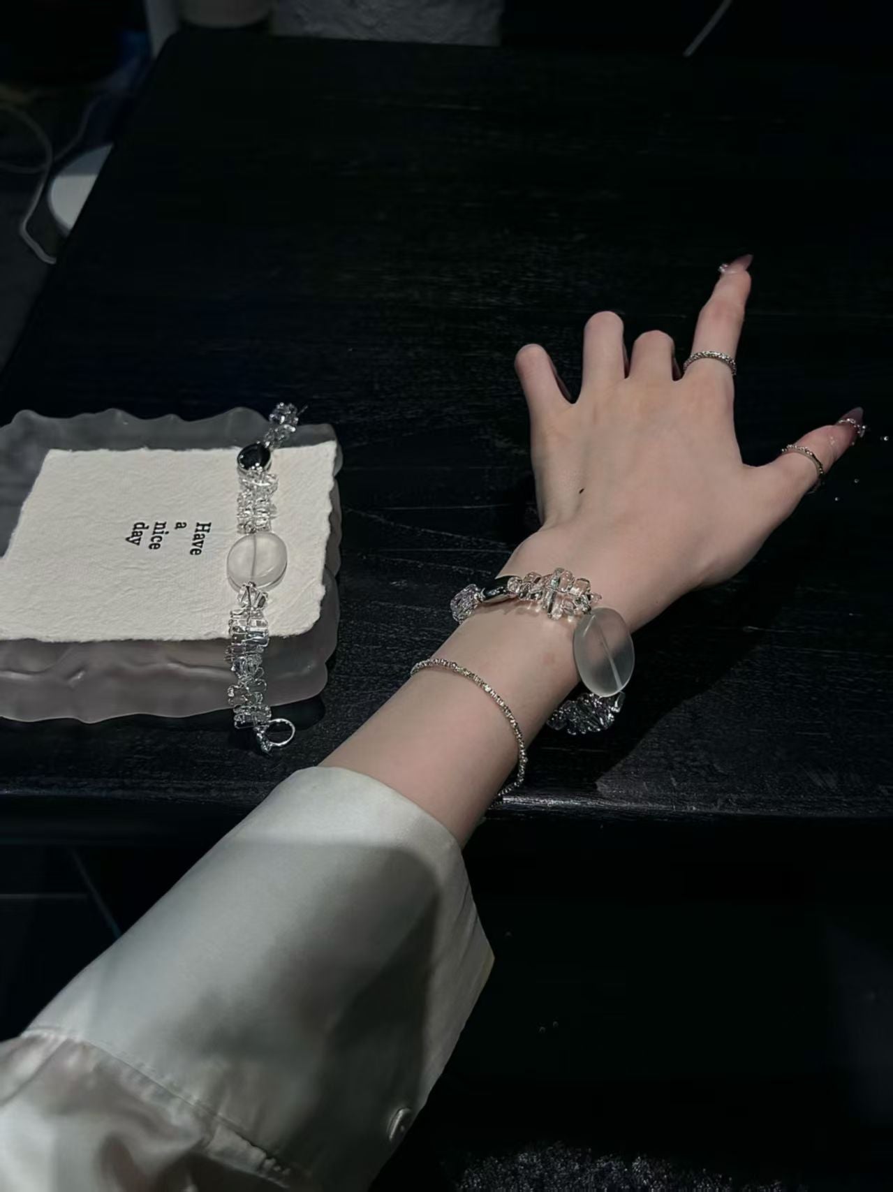 Pure Radiance: Clear Quartz and Silver - accented Healing Bracelet