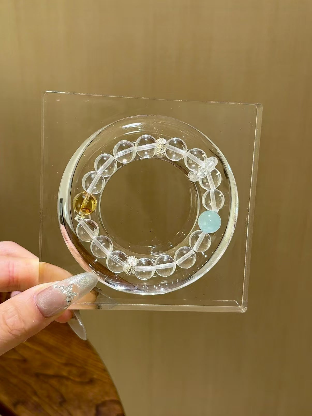 Harmonious Radiance: Clear Quartz, Aquamarine & Yellow Pagoda Crystal Bracelet