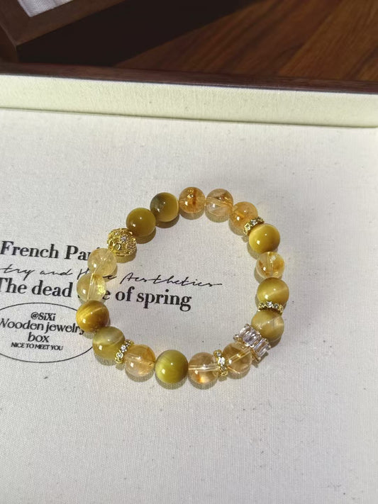 Golden Prosperity: Yellow Pagoda Crystal & Golden Tiger's Eye Empowerment Bracelet