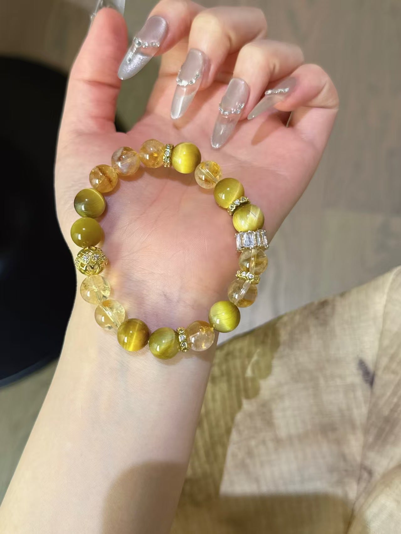 Golden Prosperity: Yellow Pagoda Crystal & Golden Tiger's Eye Empowerment Bracelet