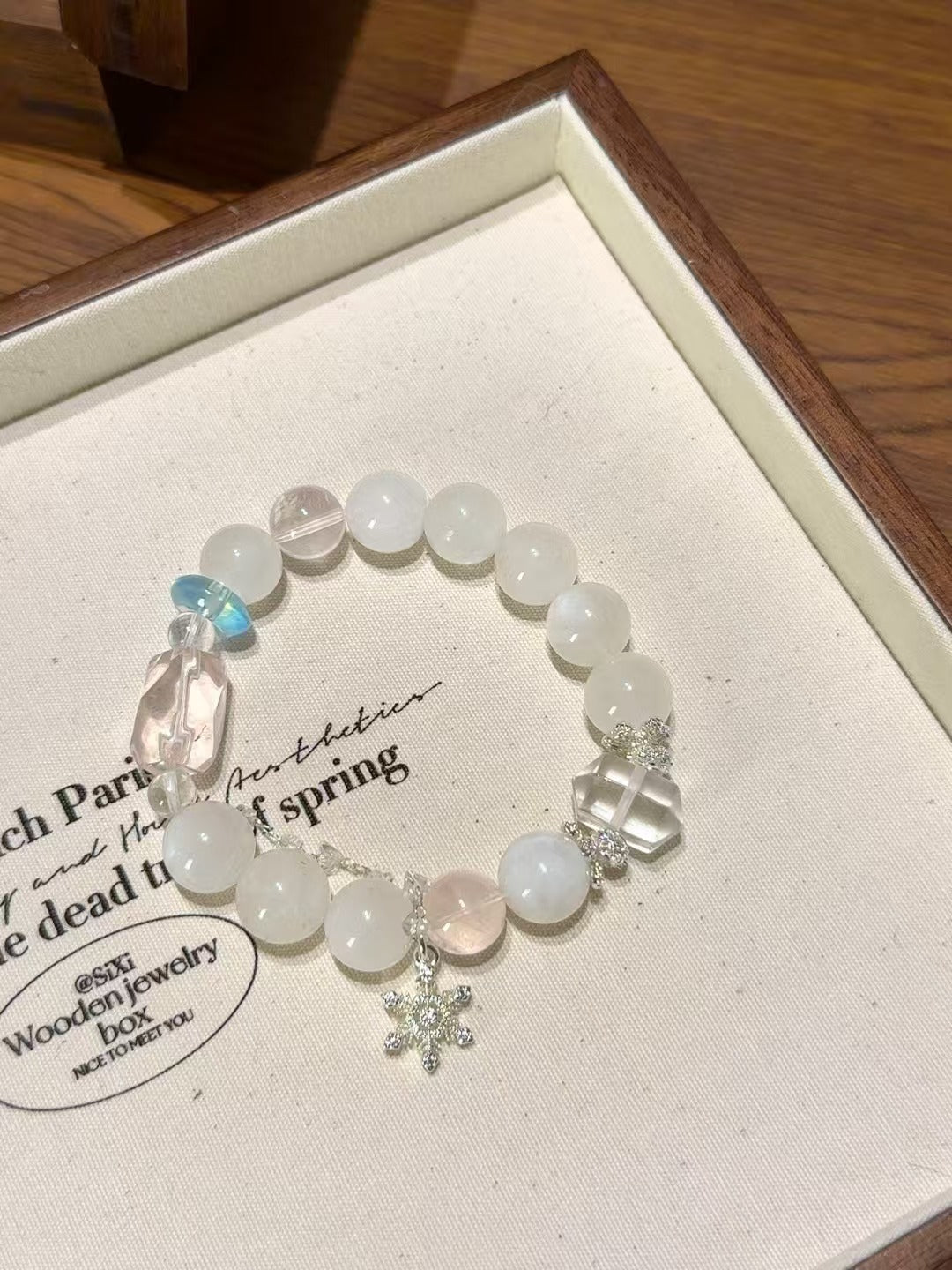 Celestial Serenity: Moonstone, Rose Quartz, Aquamarine & Clear Quartz Healing Bracelet