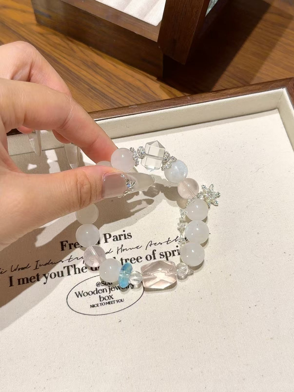 Celestial Serenity: Moonstone, Rose Quartz, Aquamarine & Clear