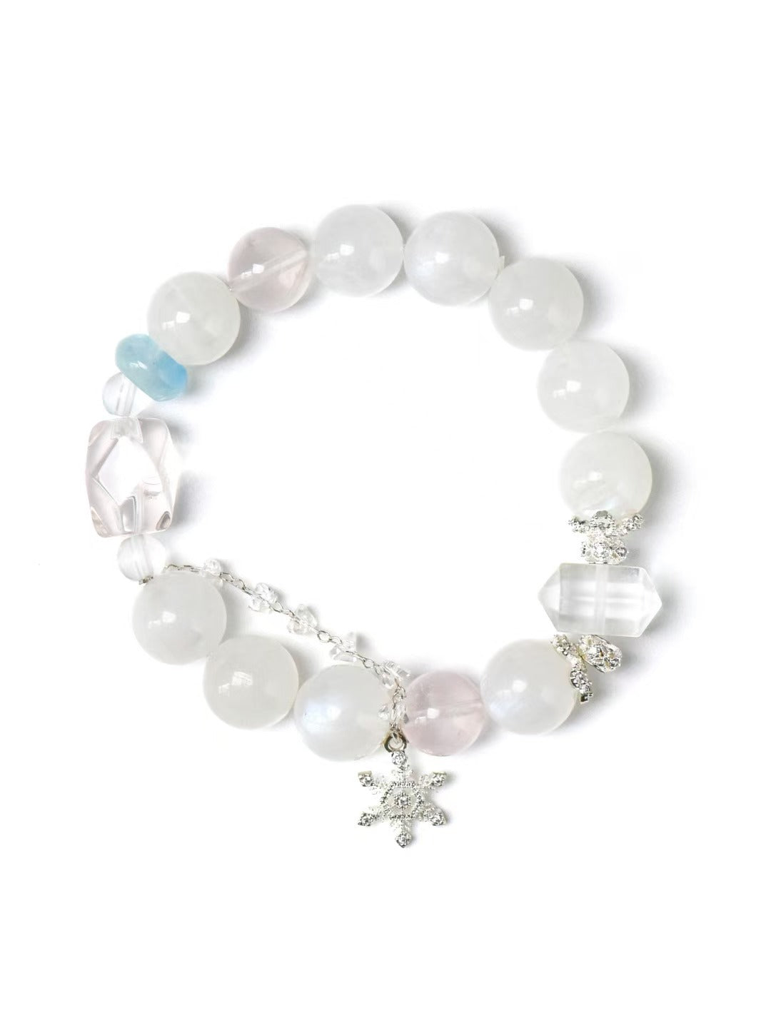 Celestial Serenity: Moonstone, Rose Quartz, Aquamarine & Clear Quartz Healing Bracelet