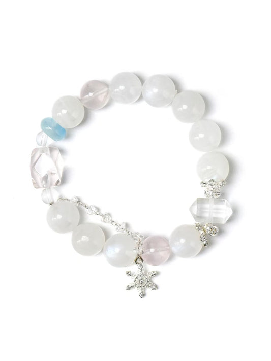 Celestial Serenity: Moonstone, Rose Quartz, Aquamarine & Clear Quartz Healing Bracelet