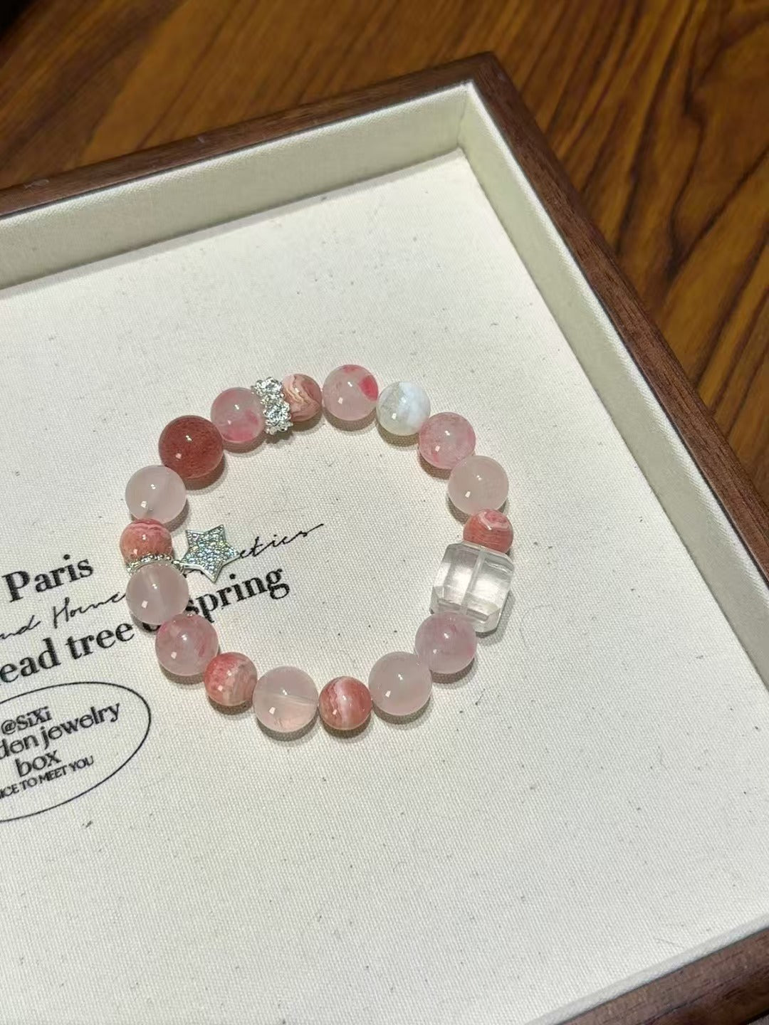 Blossoming Love: Rose Quartz, Rhodochrosite, Rutilated Quartz & Moonstone Harmony Bracelet
