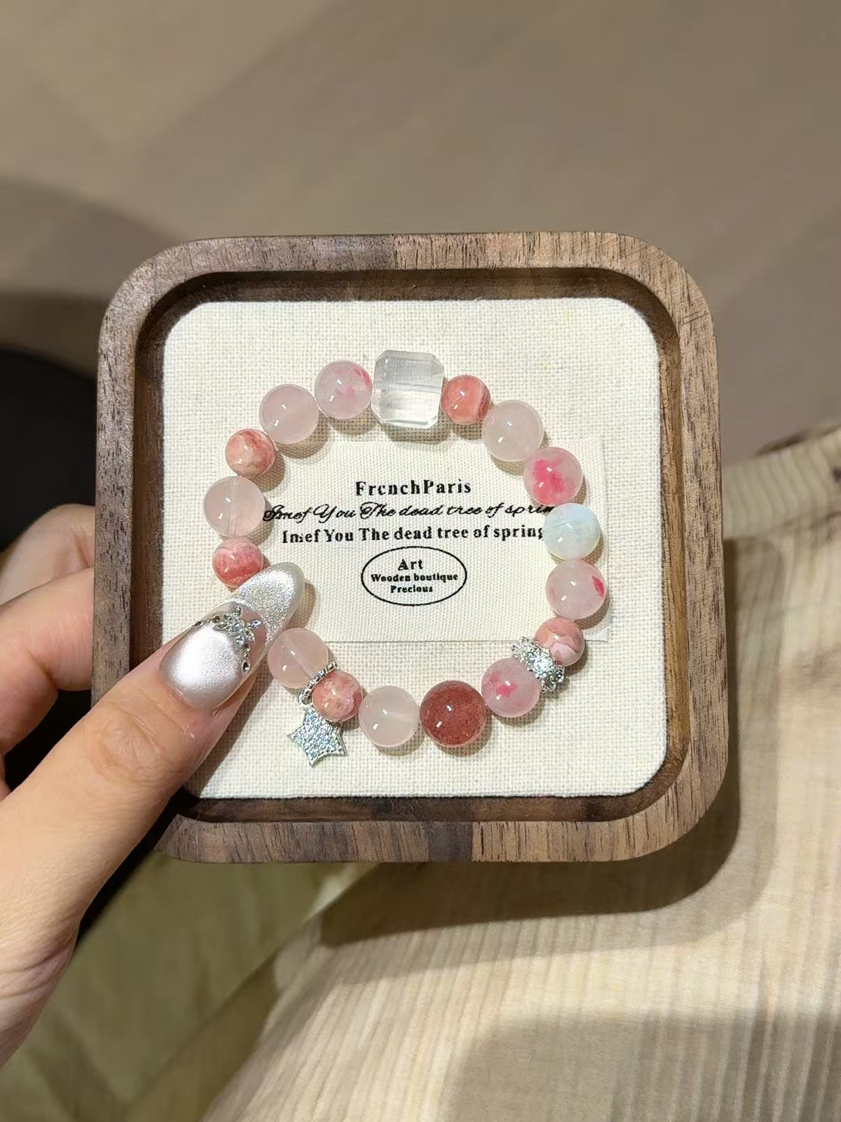 Blossoming Love: Rose Quartz, Rhodochrosite, Rutilated Quartz & Moonstone Harmony Bracelet
