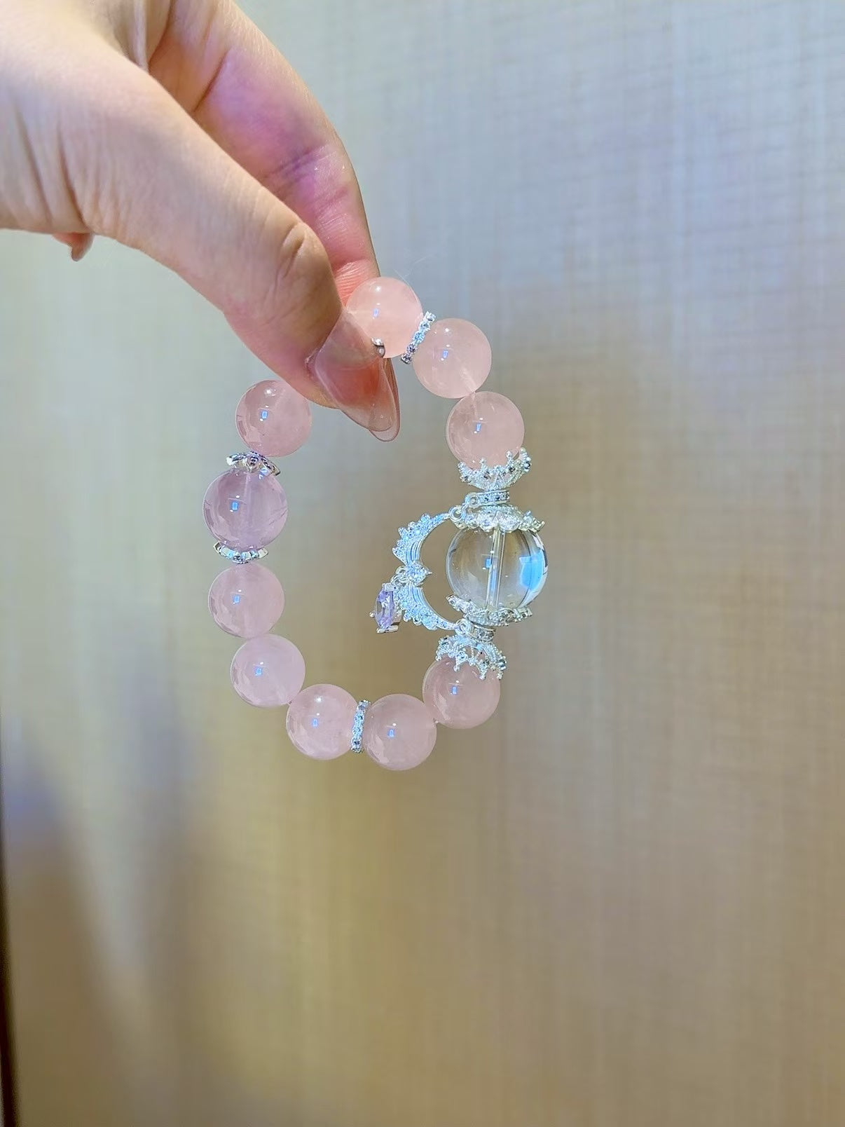 Healing Harmony: Rose Quartz & Clear Quartz Bracelet (14mm)