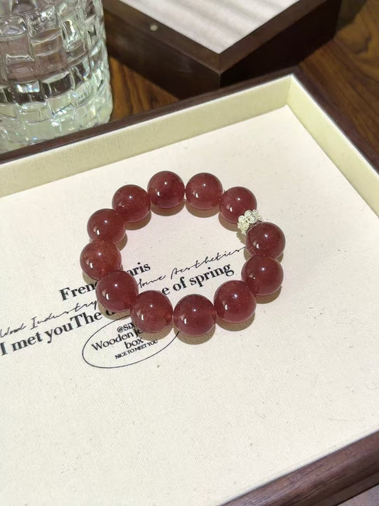 Cherry - Hued Strawberry Quartz Bracelet