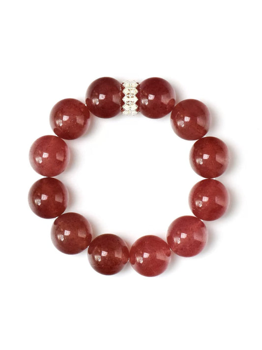 Cherry - Hued Strawberry Quartz Bracelet