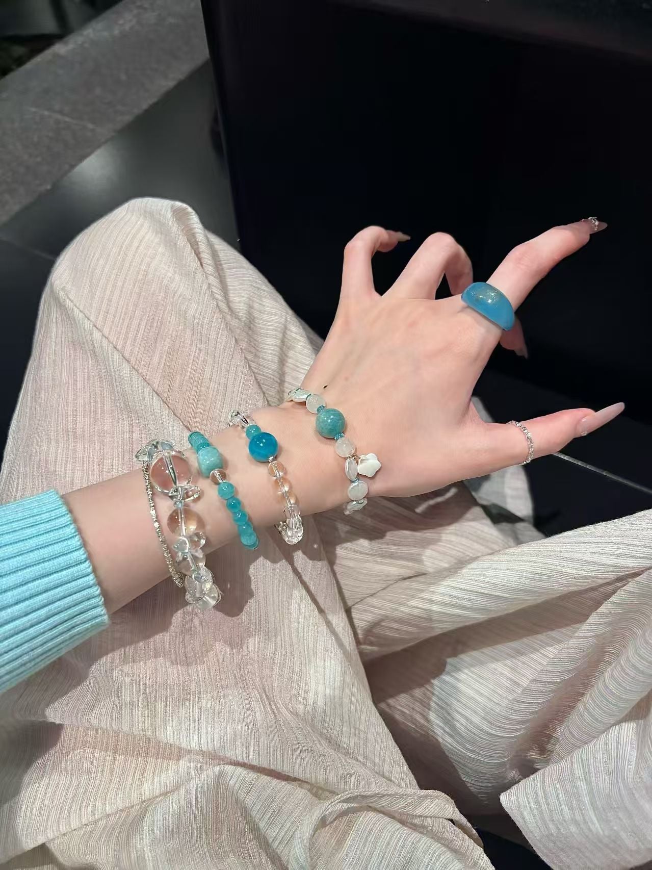 Oceanic Serenity Crystal Bracelet Set