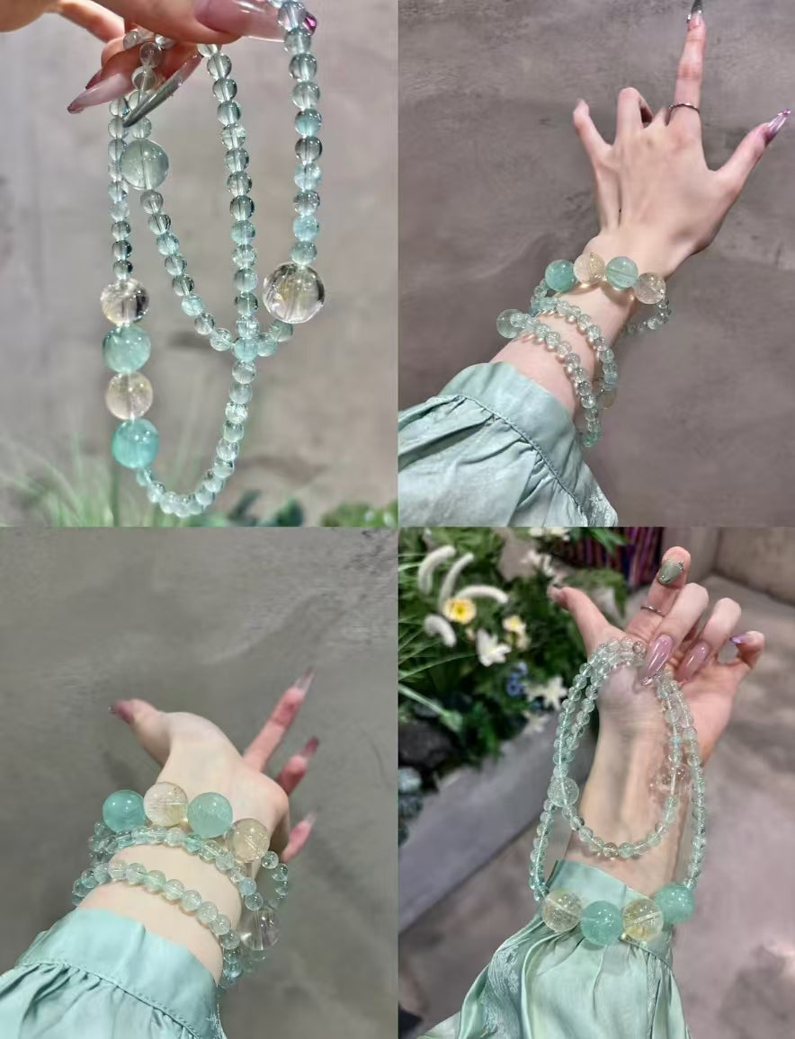 Tranquil Aura Triple - Loop Fluorite Crystal Bracelet