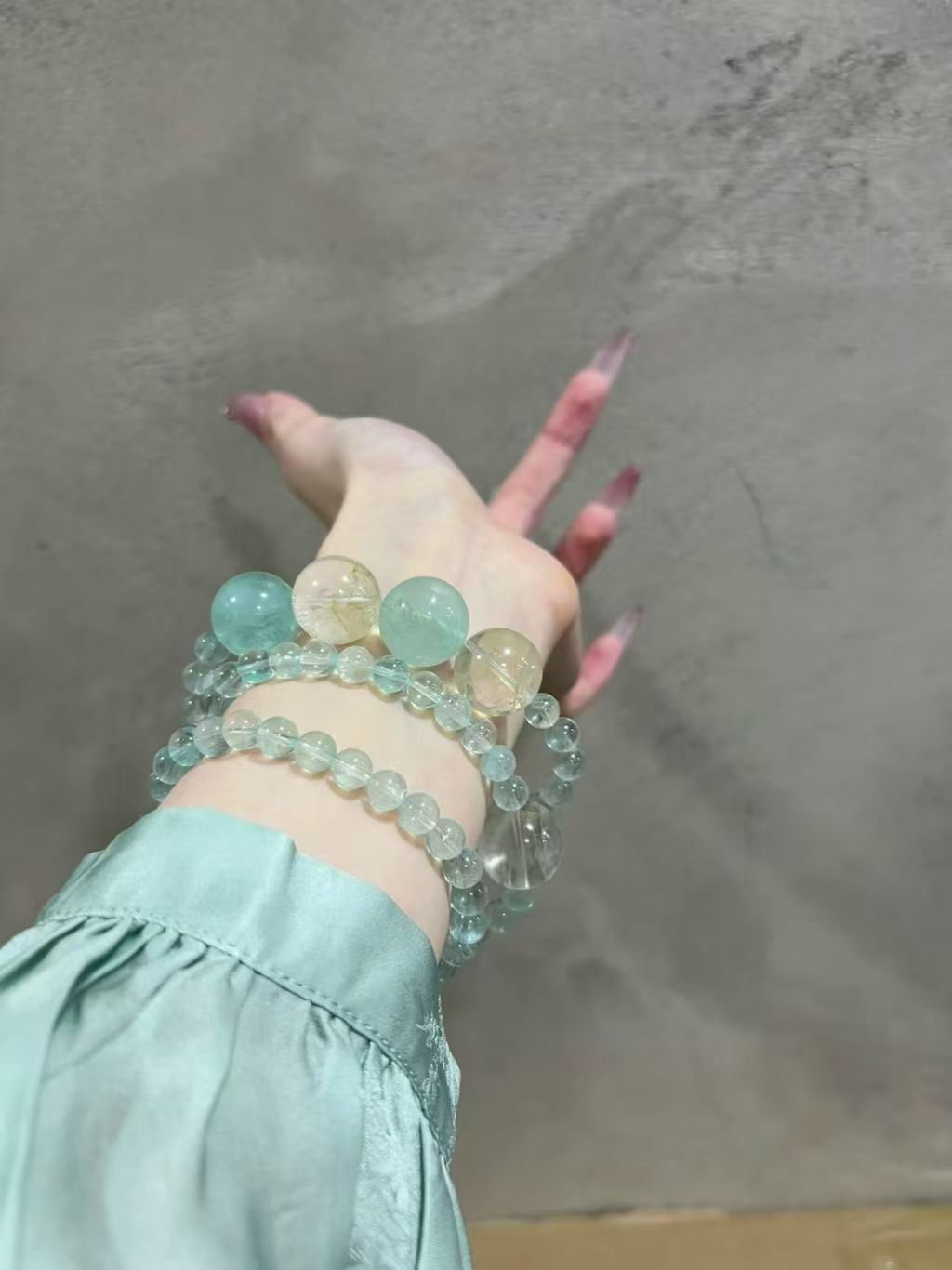 Tranquil Aura Triple - Loop Fluorite Crystal Bracelet