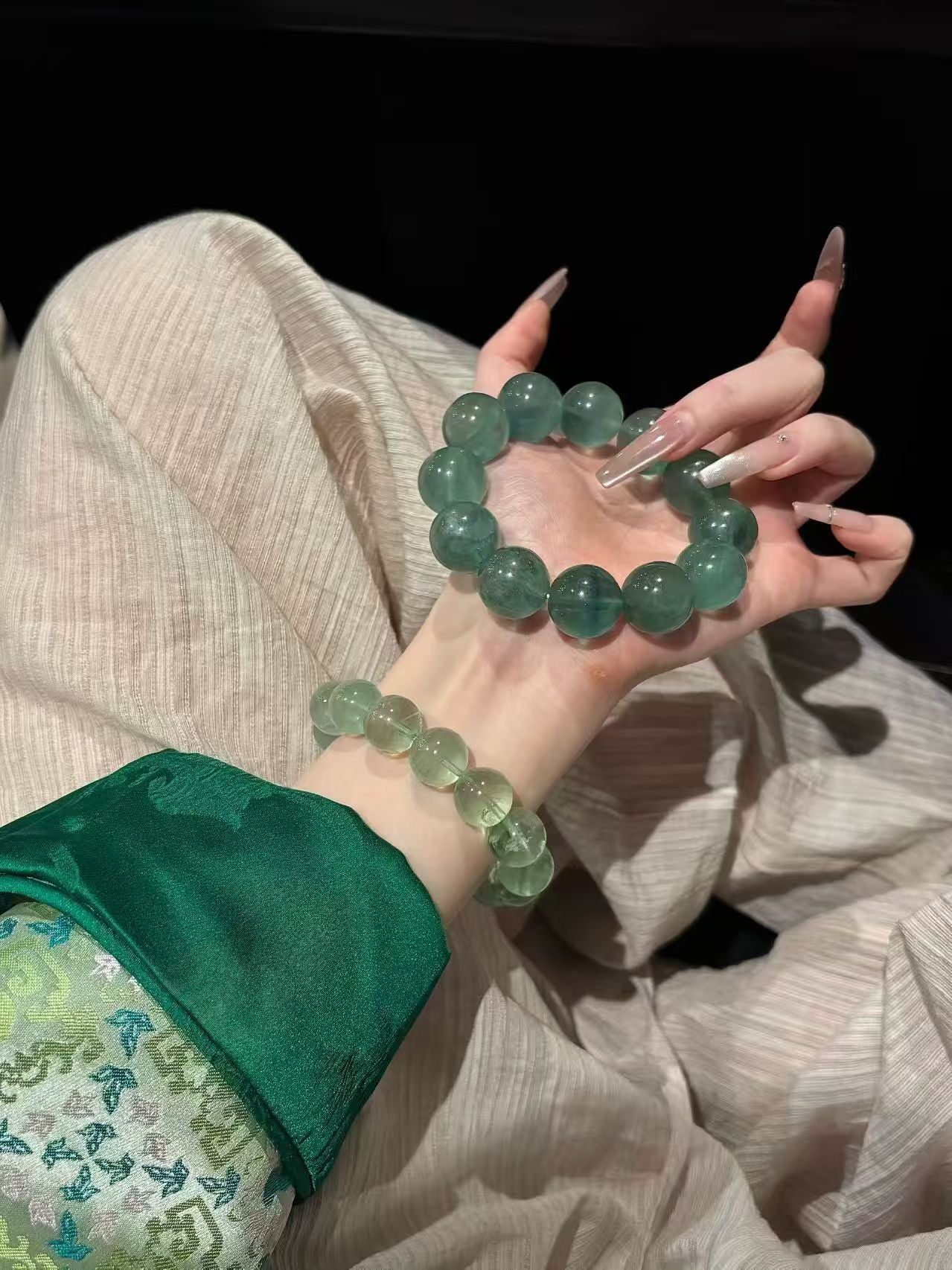 Green Fluorite Wilderness: Healing Dual-Tone Nature Bracelet