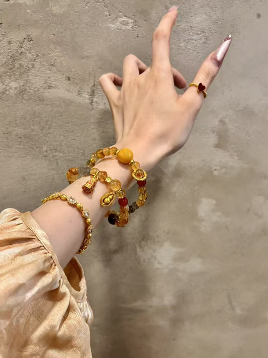 Multi-Gem Prosperity: Dunhuang-Inspired Dual-Loop Abundance Bracelet