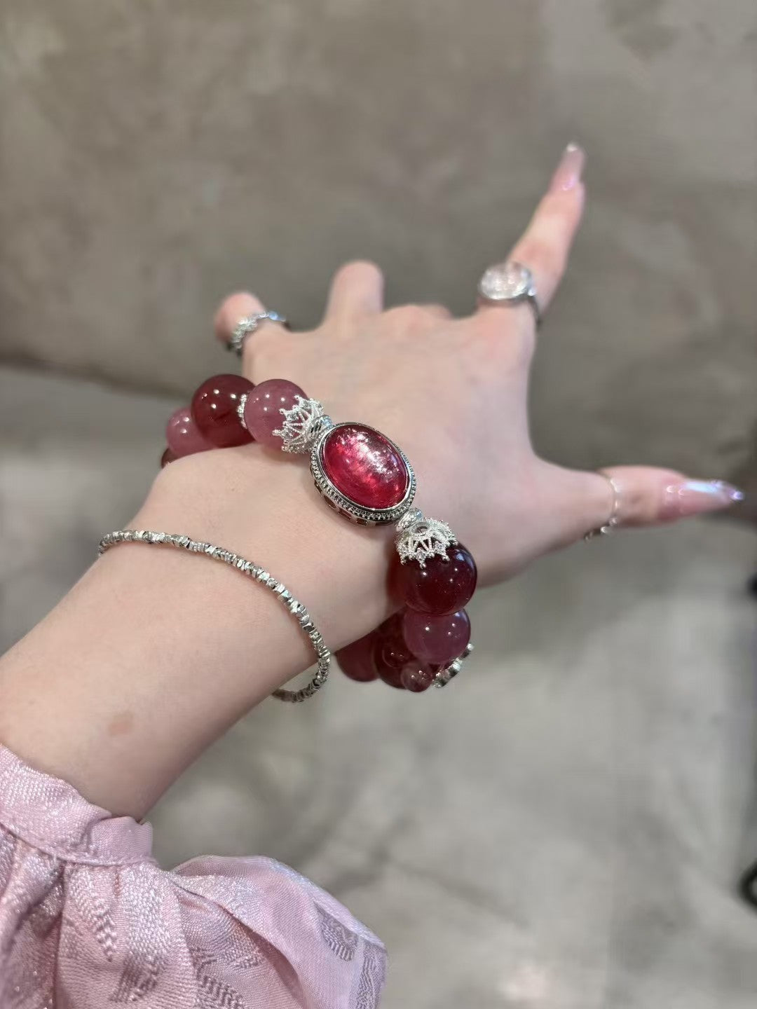 Rose Strawberry Quartz Romance: Love-Attracting Dual Crystal Bracelet