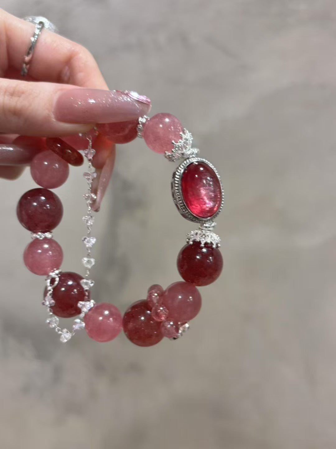 Rose Strawberry Quartz Romance: Love-Attracting Dual Crystal Bracelet