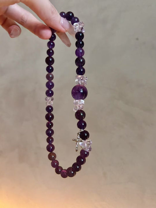 Amethyst Serenity: Mystic Healing Cross Bracelet