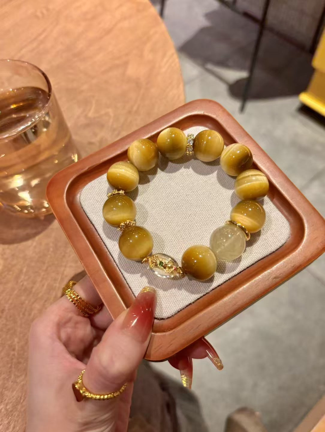 Golden Tiger Eye Empowerment: Healing Crystal Bracelet with Citrine & Sutra Bead Accents