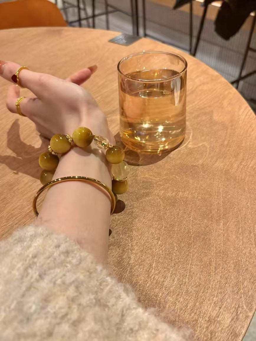 Golden Tiger Eye Empowerment: Healing Crystal Bracelet with Citrine & Sutra Bead Accents